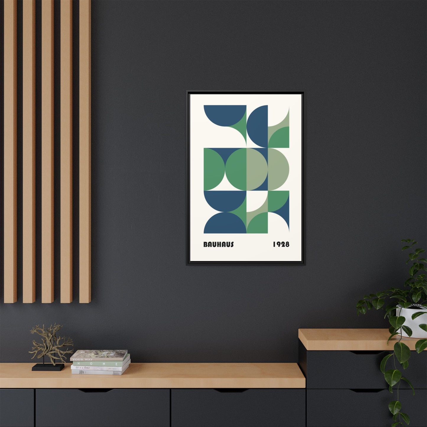 Modern Geometric Wall Art Print - Framed Multi-Color Canvas