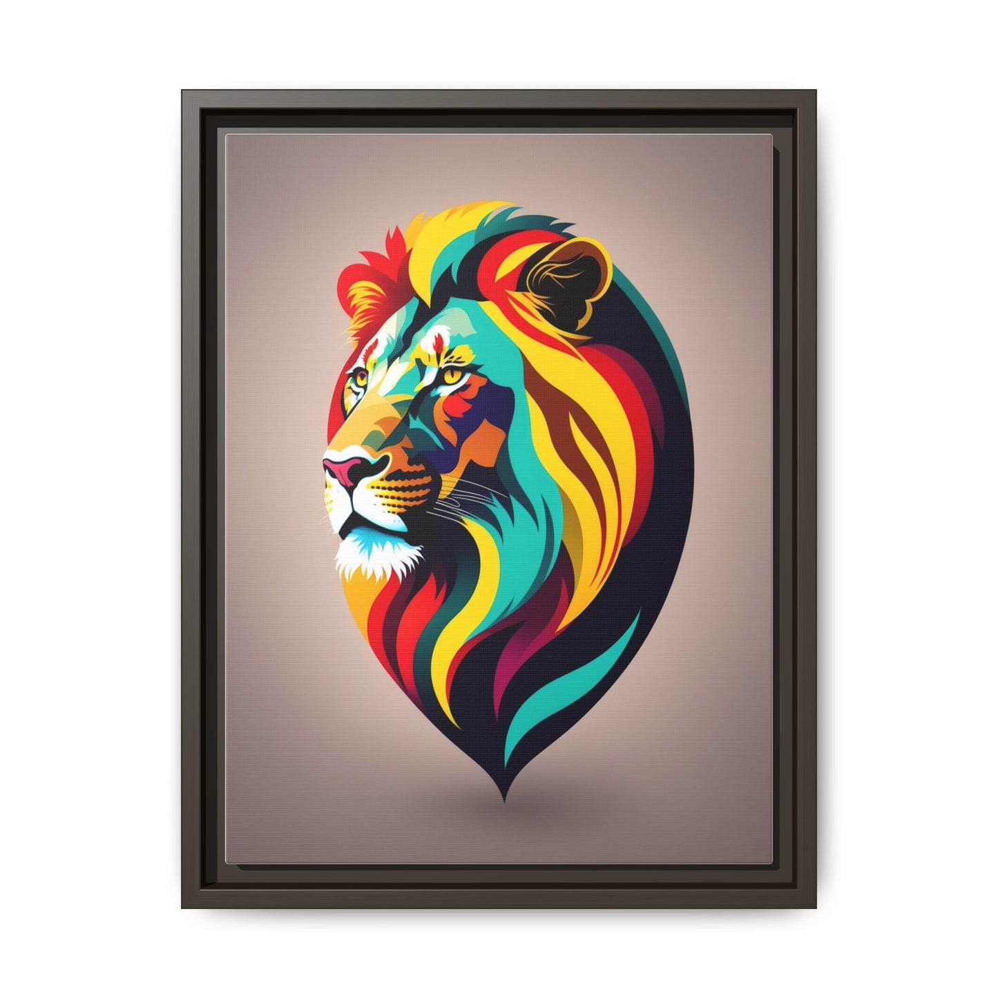 Vibrant Lion Canvas Wall Art, Framed Art Print, Colorful Animal Decor, Living Room Art, Unique Gift Idea