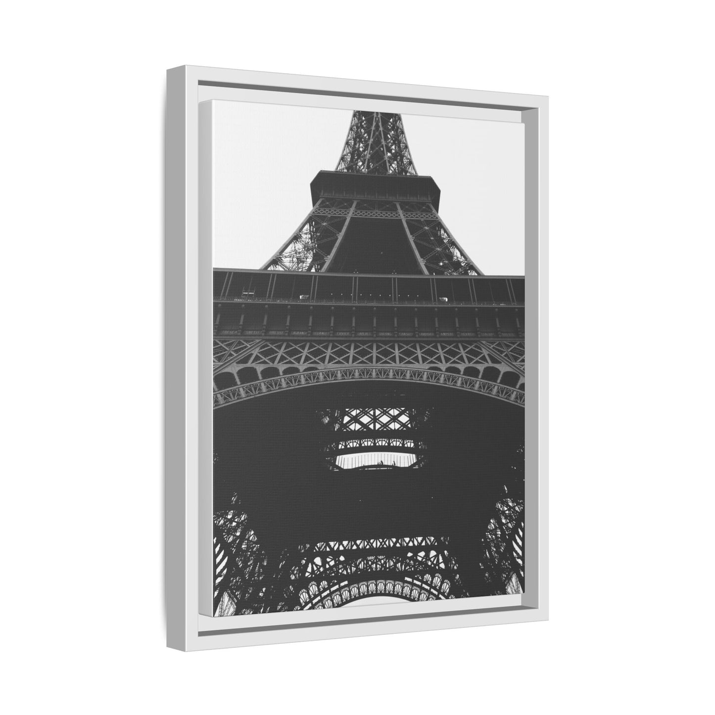 Eiffel Tower Matte Canvas Wall Art - Framed Black and White Decor