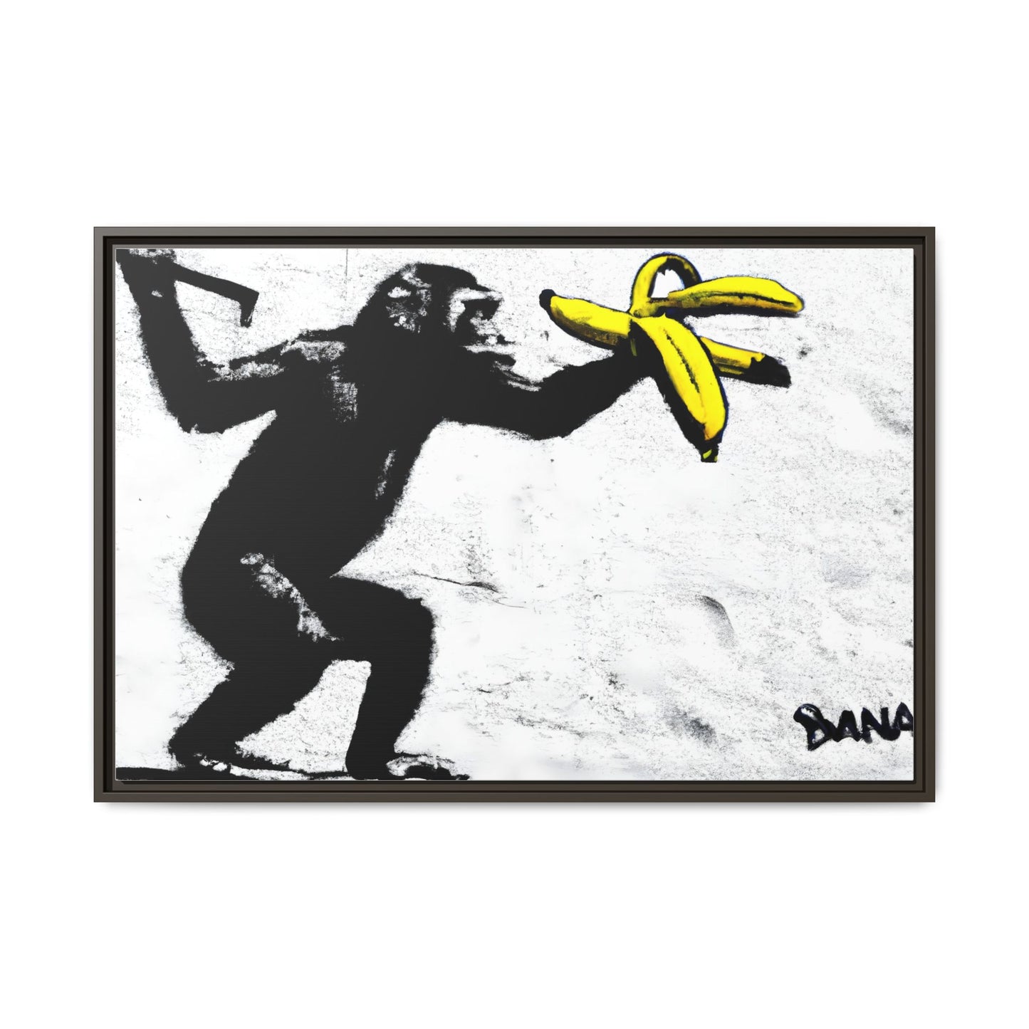 Framed Canvas Art - Playful Monkey with Bananas | Whimsical Wall Decor for Home & Office