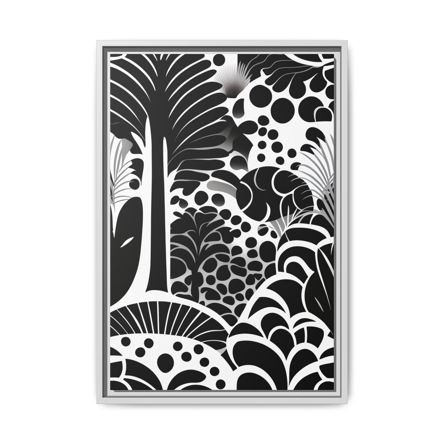 Black and White Framed Art Print, Modern Wall Décor, Minimalist Home Decoration, Botanical Canvas Artwork, Gift for Art Lovers