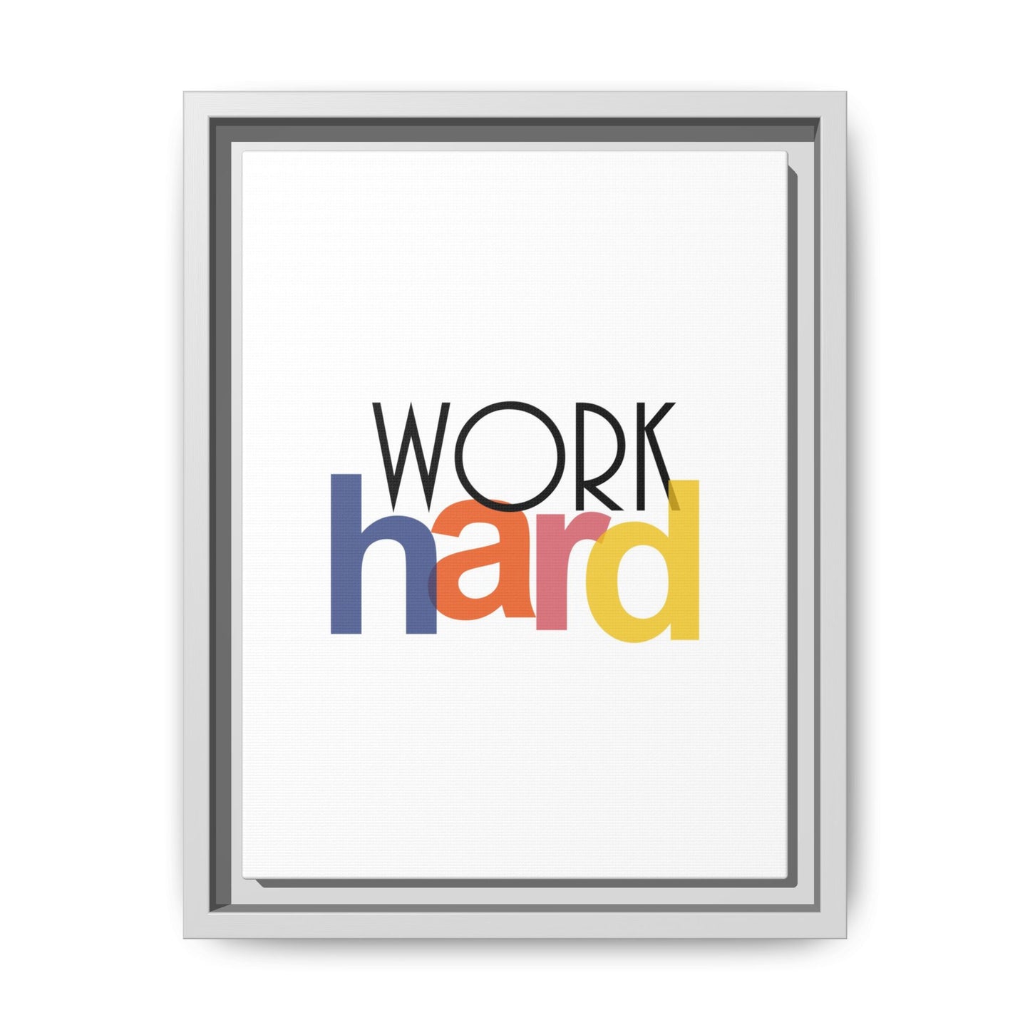 Framed Wall Art: Motivational 'WORK hard' Canvas Print | Office Decor, Gift for Student, Inspirational Wall Decor, Home Office Wall Art