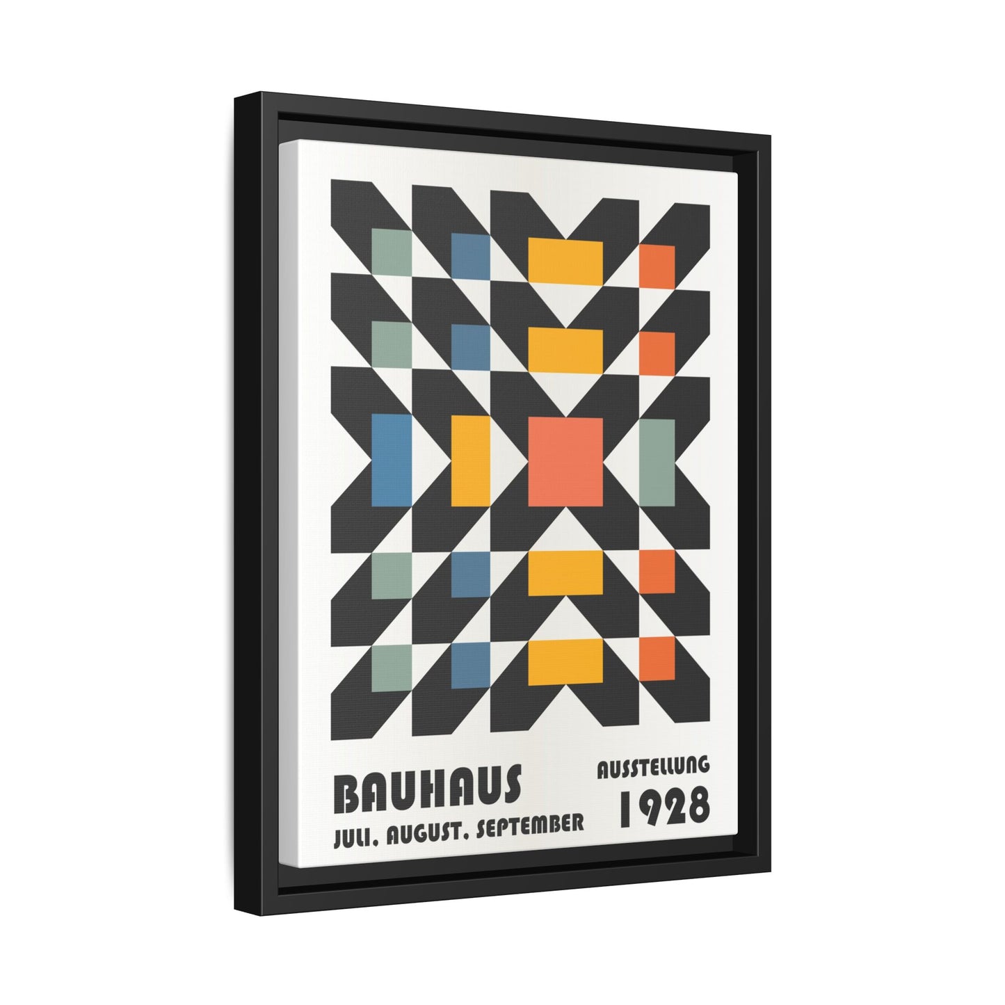Bauhaus-Inspired Framed Canvas Art - Retro Multi-Color Wall Decor