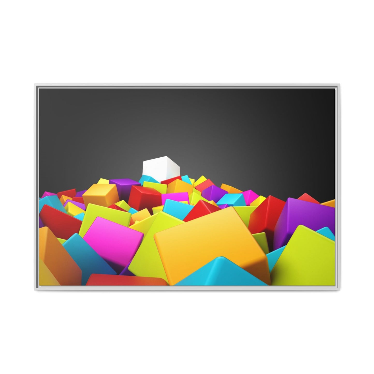 Vibrant Multi-Color Framed Canvas Art - Modern Geometric Decor