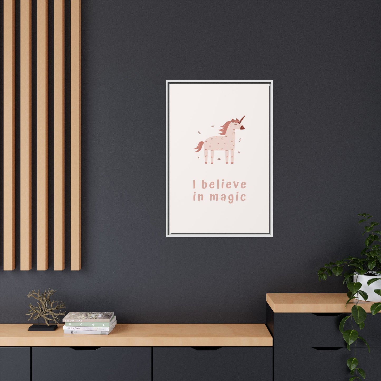 Framed Unicorn Art Print, Magical Home Decor for Kids, Whimsical Nursery Wall Art, Belief in Magic Poster, Gift for Unicorn Lovers