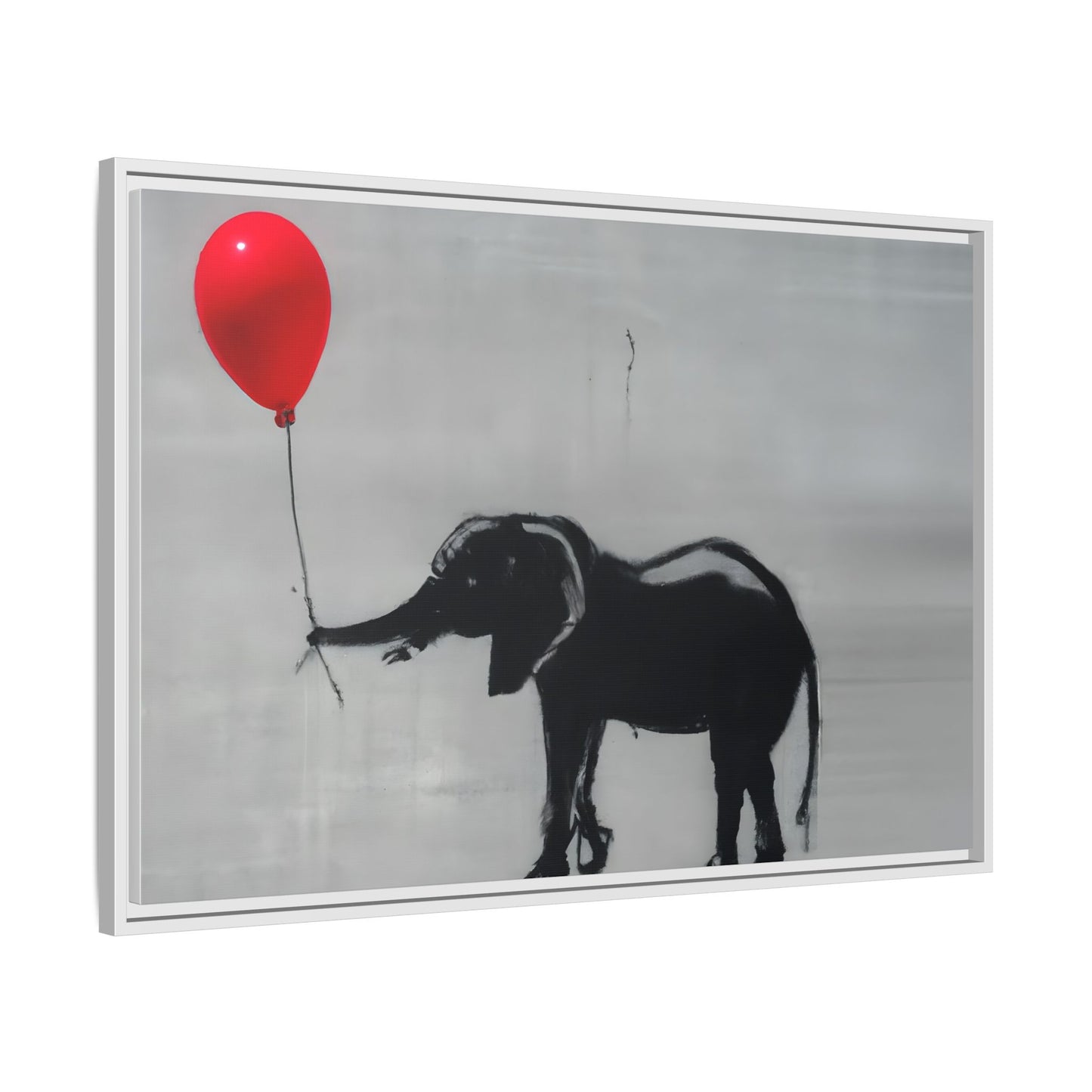 Framed Elephant Canvas Art - Playful Balloon Design