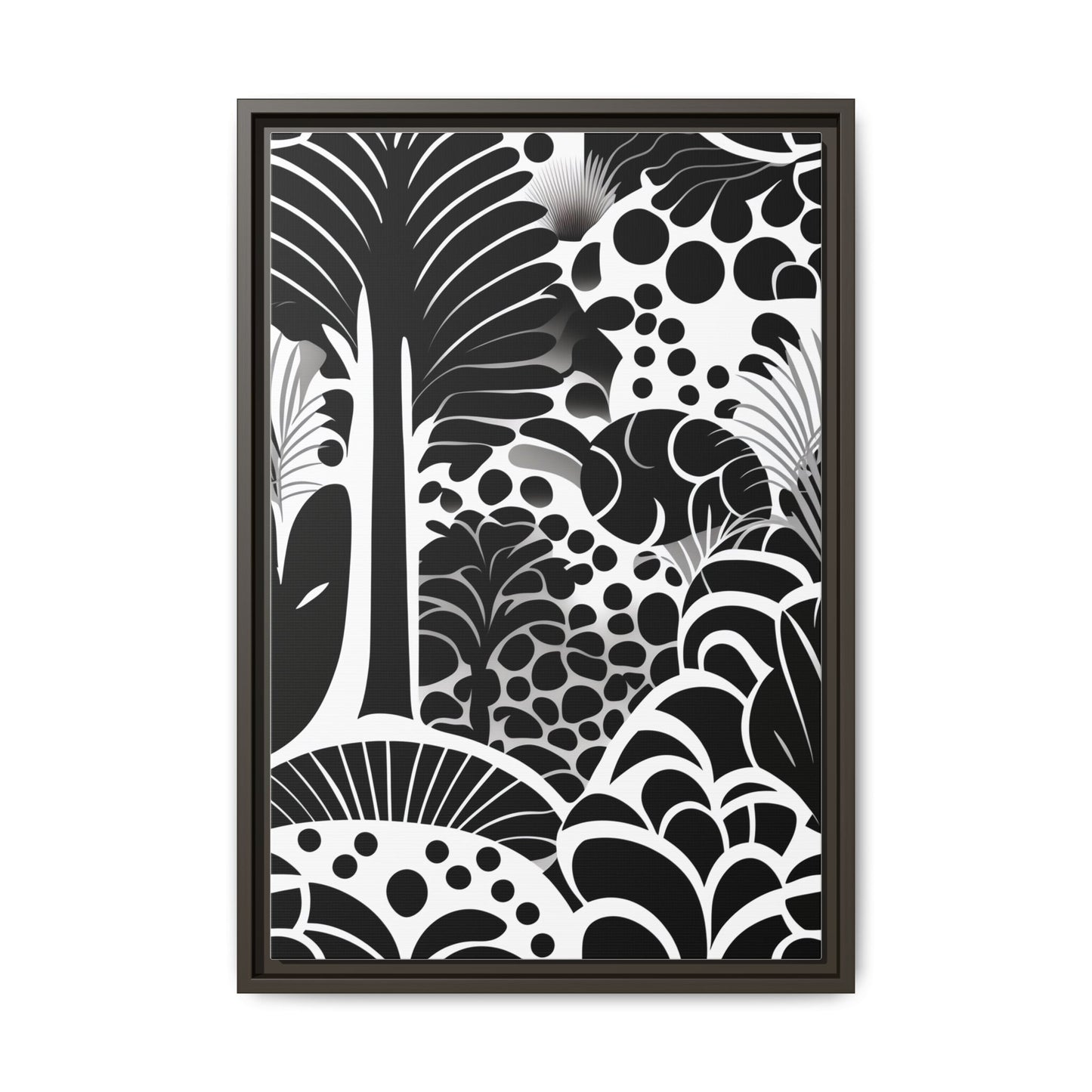 Black and White Framed Art Print, Modern Wall Décor, Minimalist Home Decoration, Botanical Canvas Artwork, Gift for Art Lovers