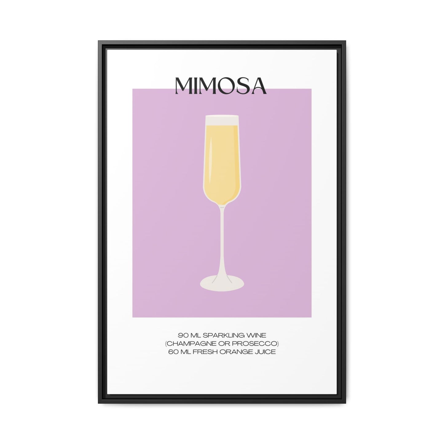 Mimosa Recipe Canvas Wall Art, Framed Home Decor, Kitchen Wall Art, Brunch Decoration, Gift for Foodies, Modern Art Print