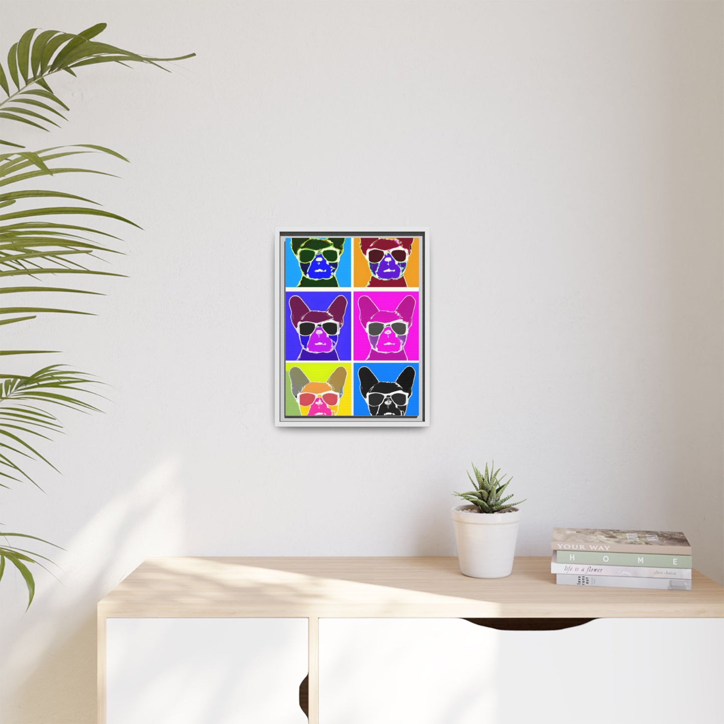 Colorful Dog Art Print - Framed Matte Canvas