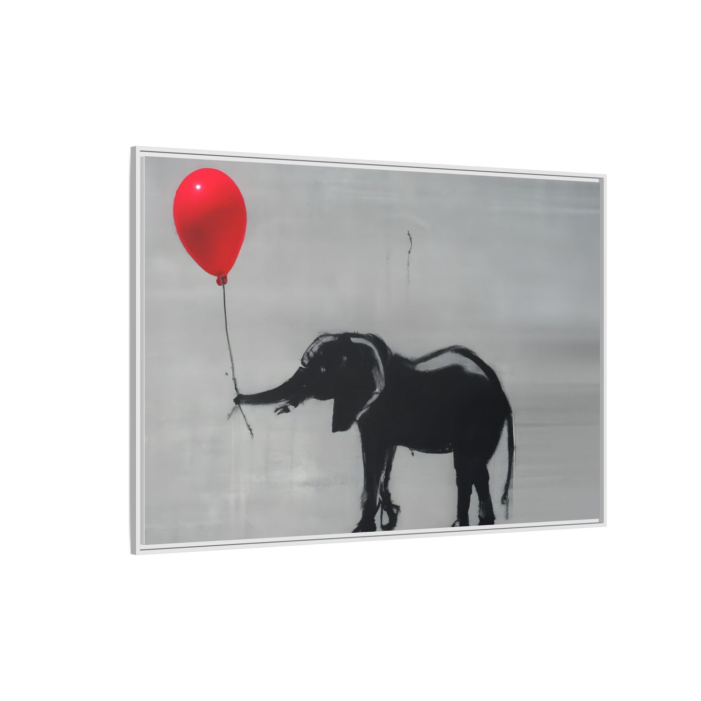 Framed Elephant Canvas Art - Playful Balloon Design