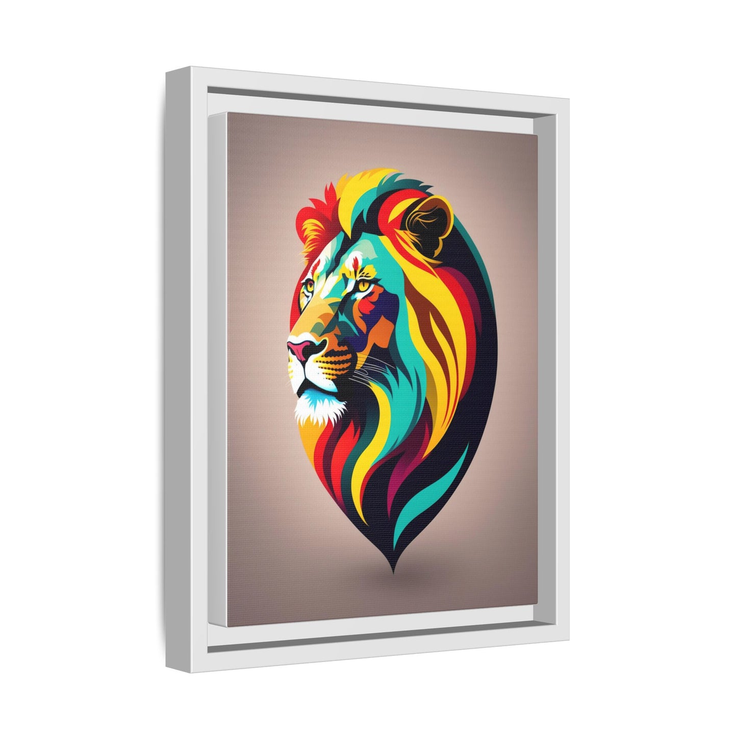 Vibrant Lion Canvas Wall Art, Framed Art Print, Colorful Animal Decor, Living Room Art, Unique Gift Idea