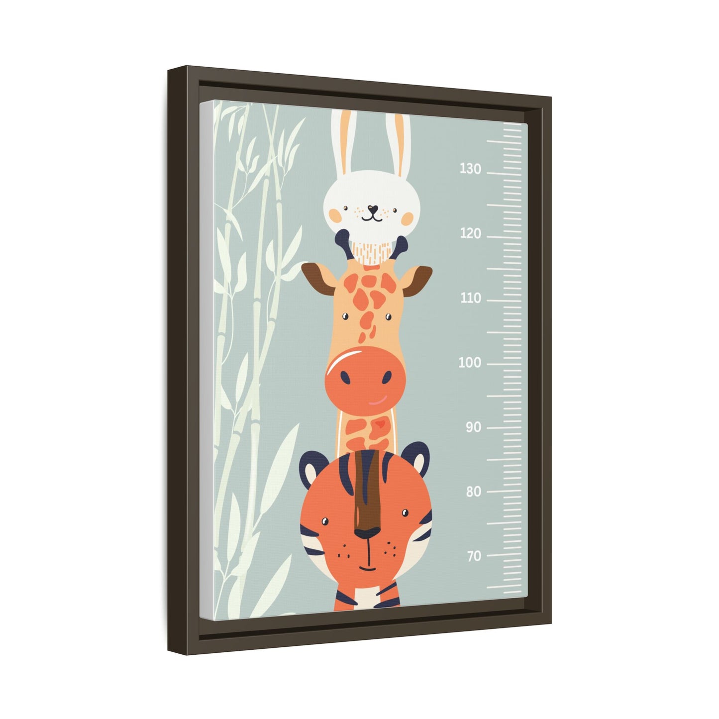 Cute Animal Growth Chart Wall Art, Framed Canvas, Kids Room Decor, Jungle Theme, Baby Shower Gift, Nursery Decoration
