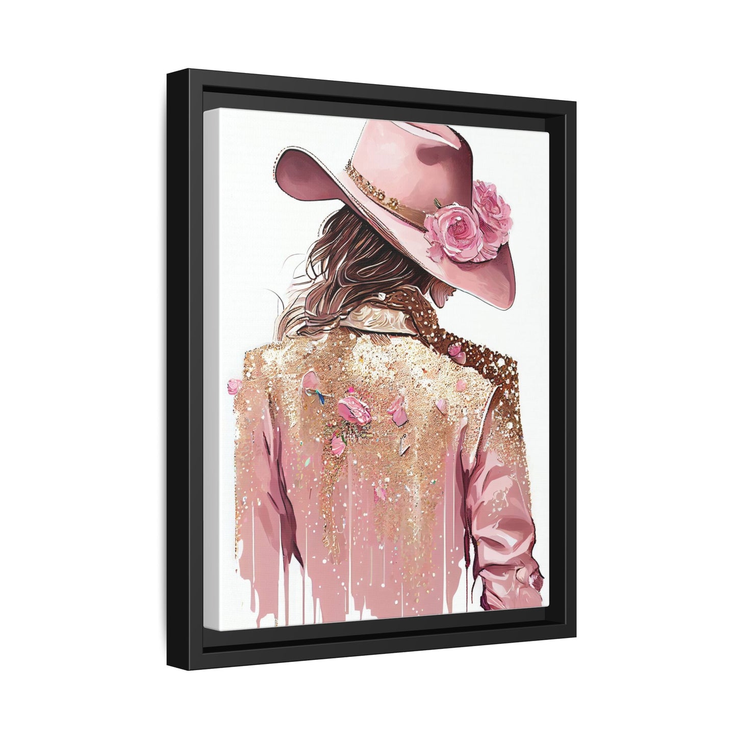 Western Chic Framed Canvas Art - Colorful Floral Cowboy Design