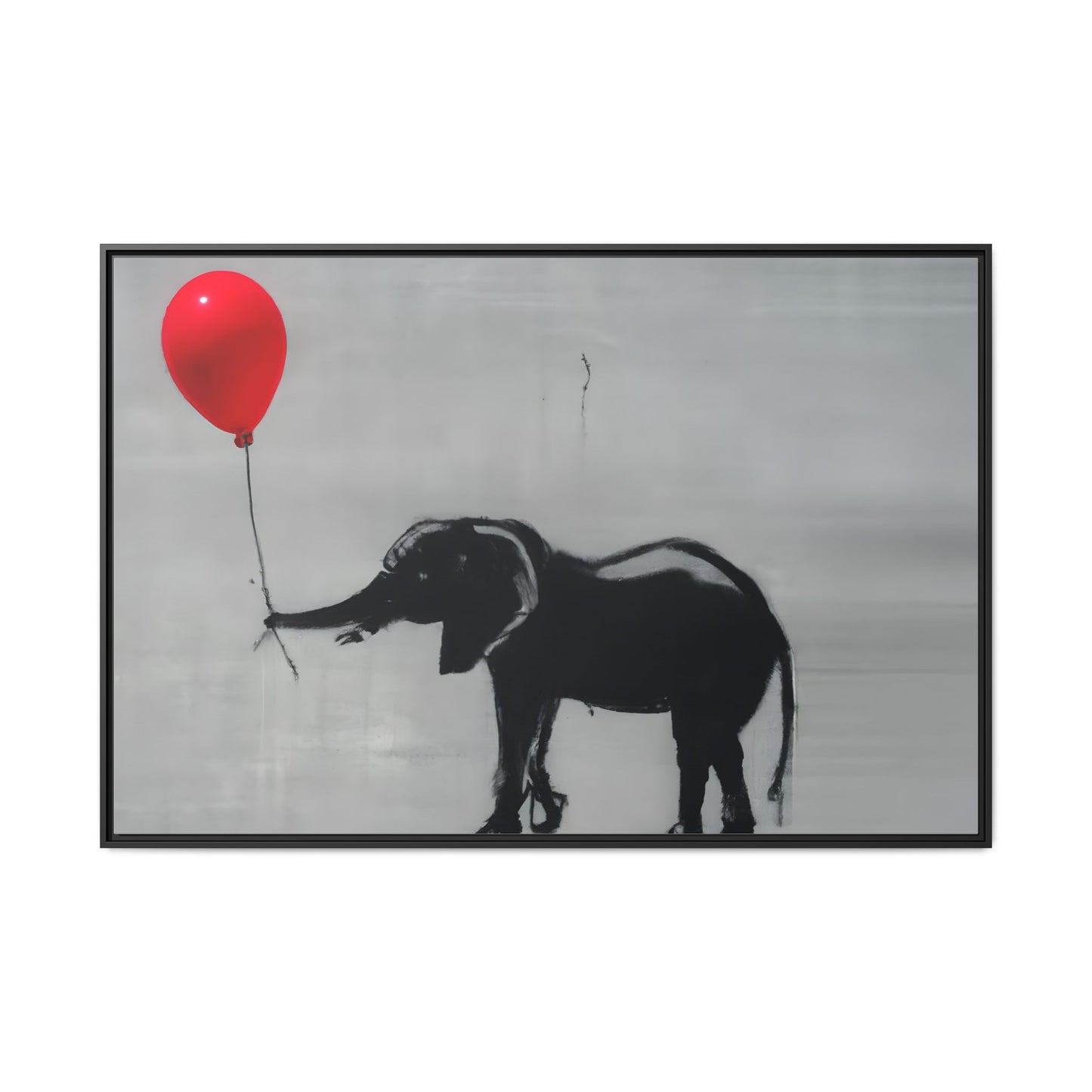 Framed Elephant Canvas Art - Playful Balloon Design