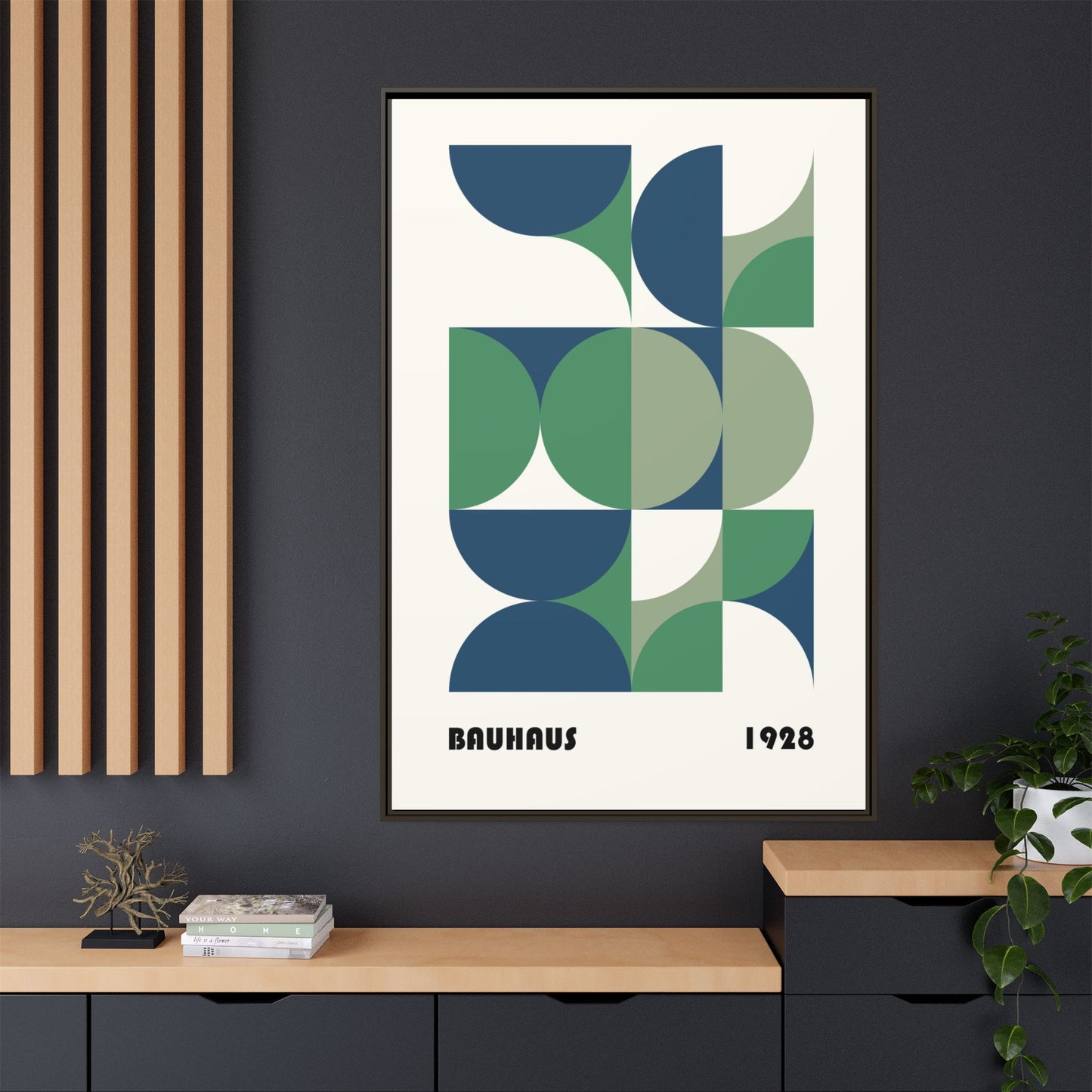Modern Geometric Wall Art Print - Framed Multi-Color Canvas