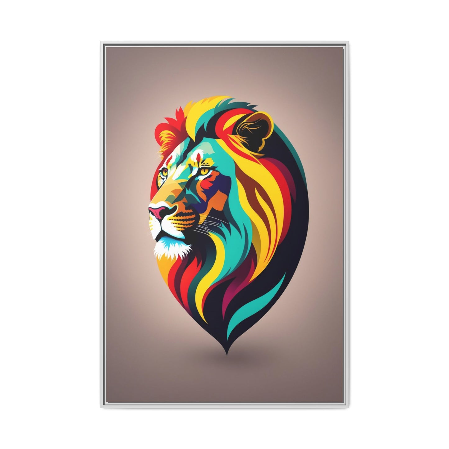 Vibrant Lion Canvas Wall Art, Framed Art Print, Colorful Animal Decor, Living Room Art, Unique Gift Idea