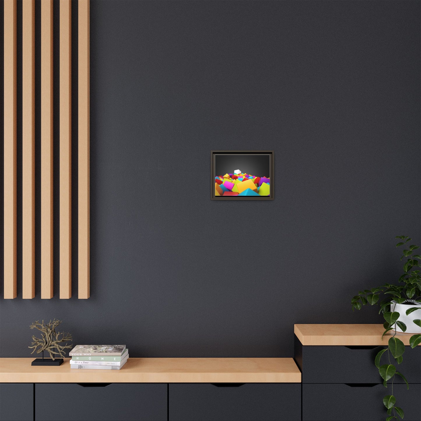 Vibrant Multi-Color Framed Canvas Art - Modern Geometric Decor