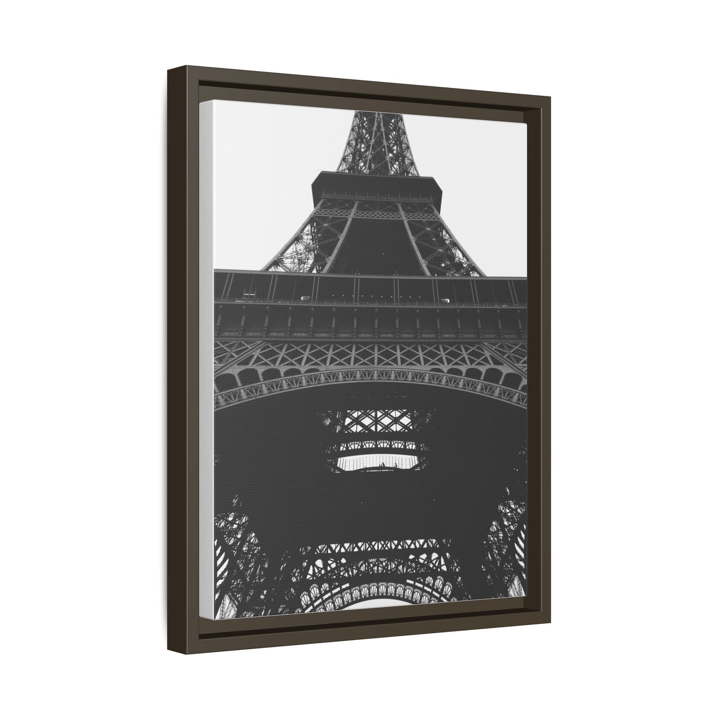 Eiffel Tower Matte Canvas Wall Art - Framed Black and White Decor