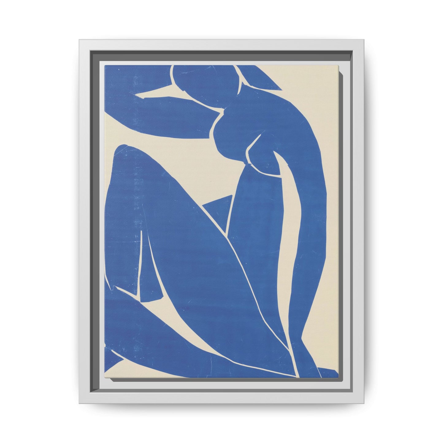 Contemporary Framed Canvas Art - Blue Abstract Figure, Modern Home Decor, Gift for Art Lovers, Stylish Wall Art, Feminine Vibe