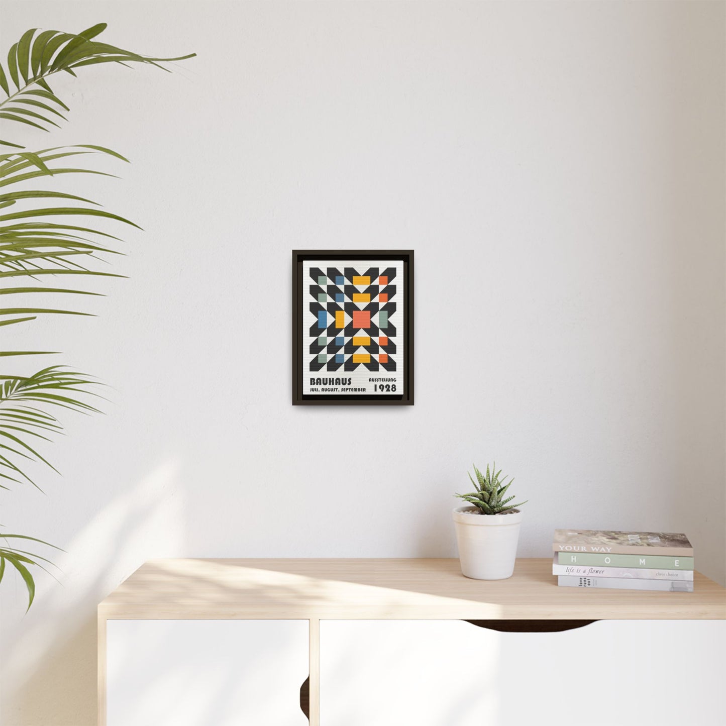 Bauhaus-Inspired Framed Canvas Art - Retro Multi-Color Wall Decor