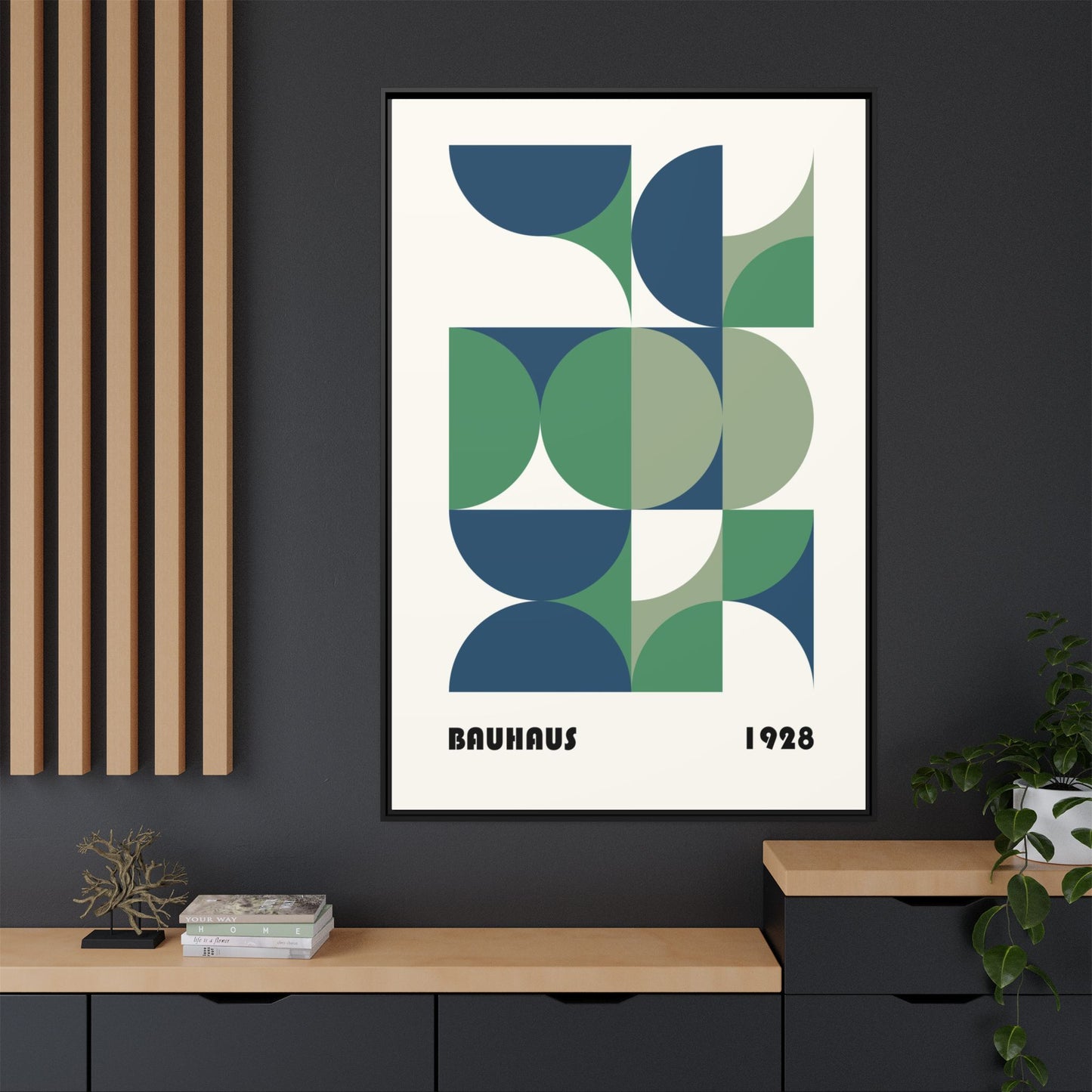 Modern Geometric Wall Art Print - Framed Multi-Color Canvas