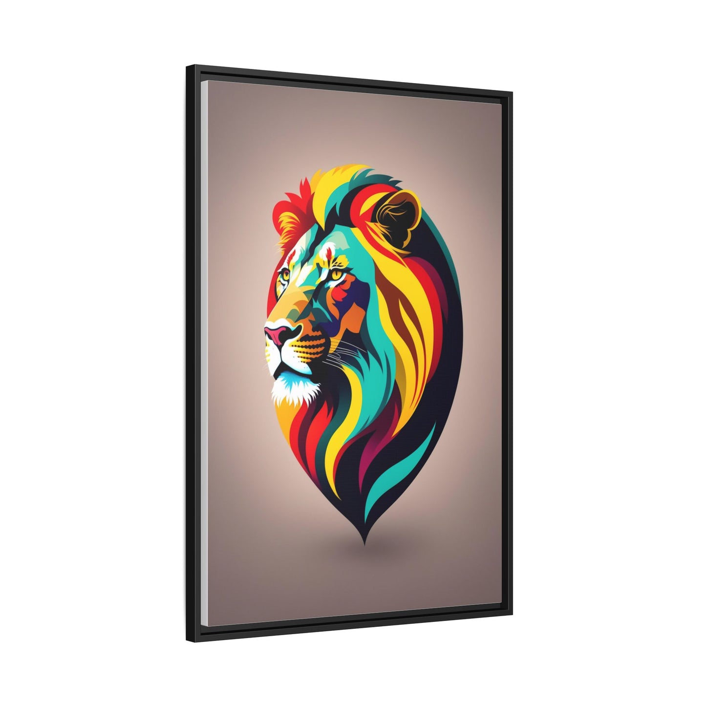 Vibrant Lion Canvas Wall Art, Framed Art Print, Colorful Animal Decor, Living Room Art, Unique Gift Idea