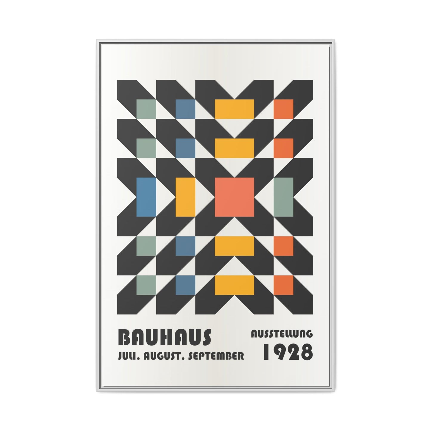 Bauhaus-Inspired Framed Canvas Art - Retro Multi-Color Wall Decor