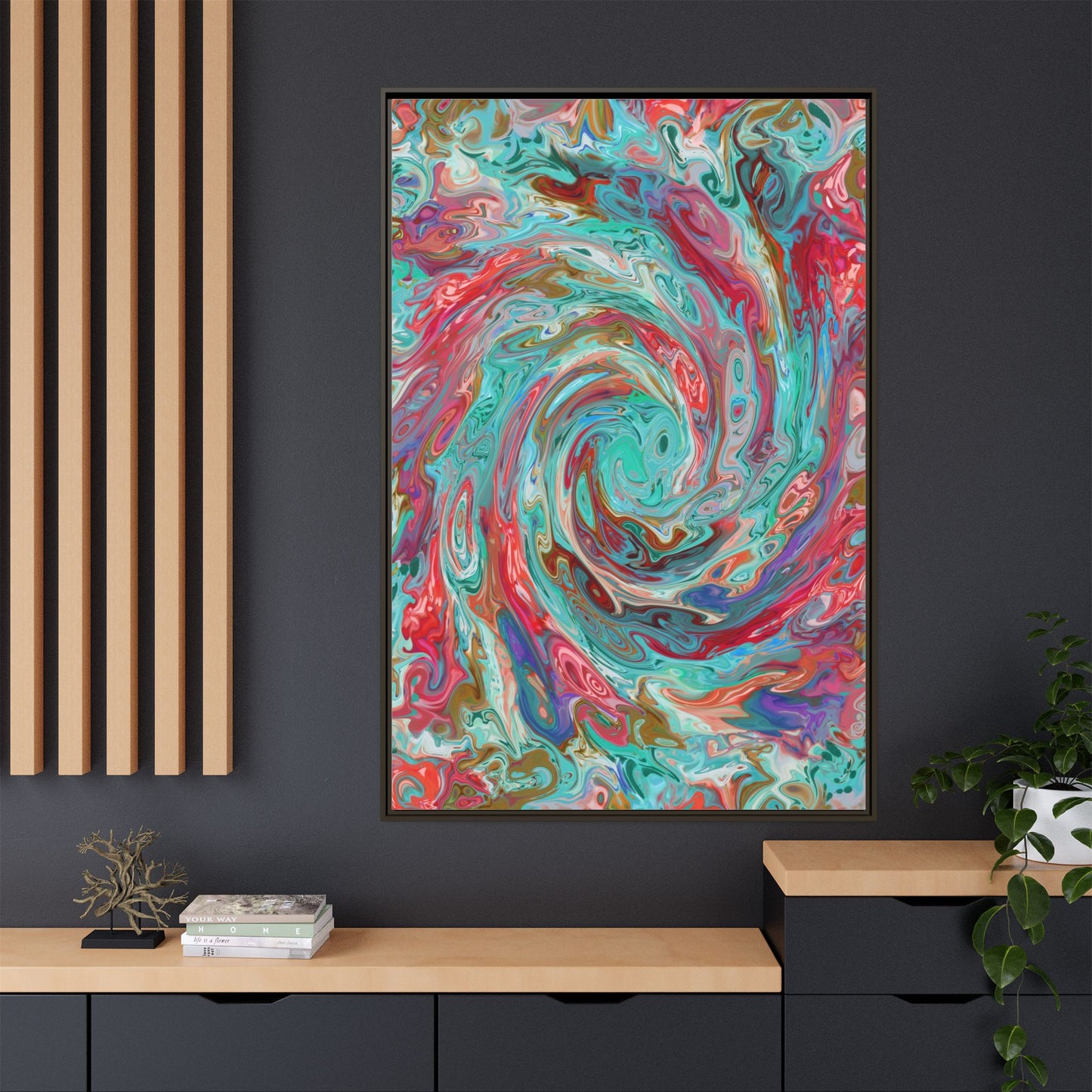 Vibrant Swirl Art Print - Multi-Color Framed Canvas Decor