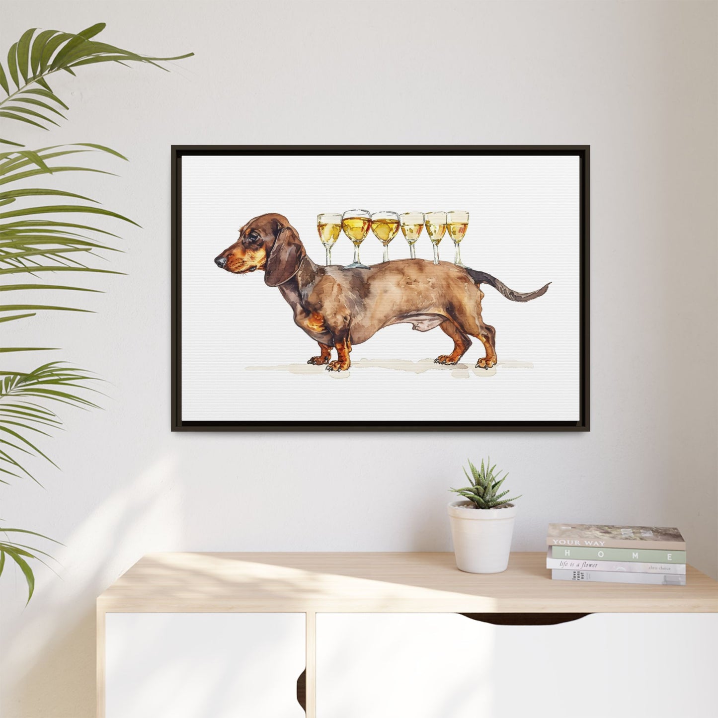Dachshund Drink Art Print, Framed Wall Decor, Dog Lovers Gift, Pet Lover Decor, Funny Dog Art, Home Bar Decoration