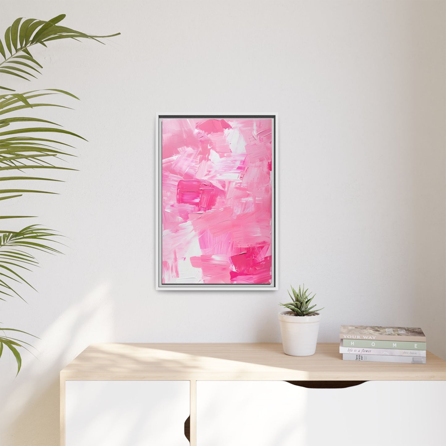 Framed Abstract Art Print, Modern Wall Decor for Home, Office, Pink Canvas, Chic Decor, Birthday Gift, Unique Artwork