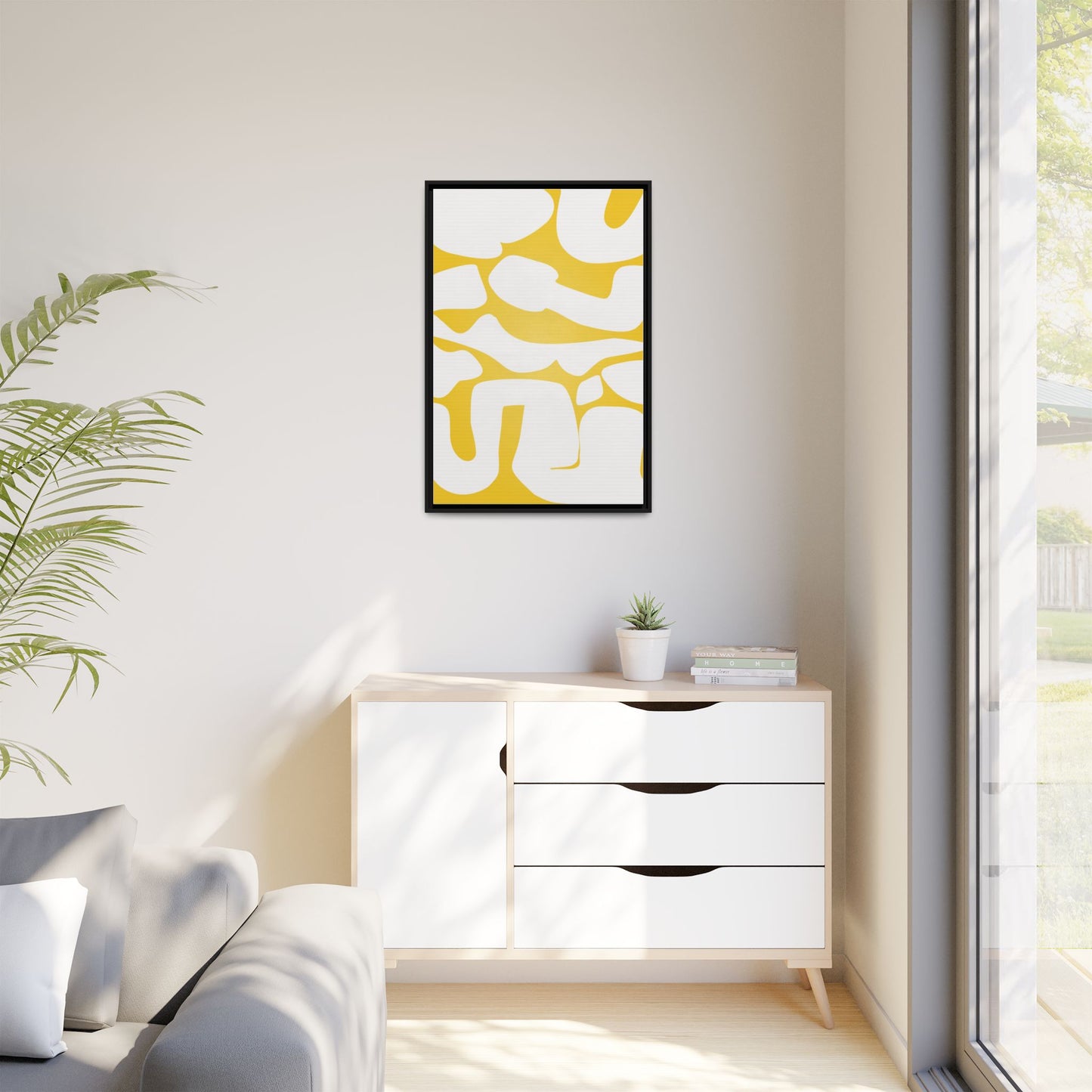 Abstract Yellow Art Print - Framed Matte Canvas Wall Decor