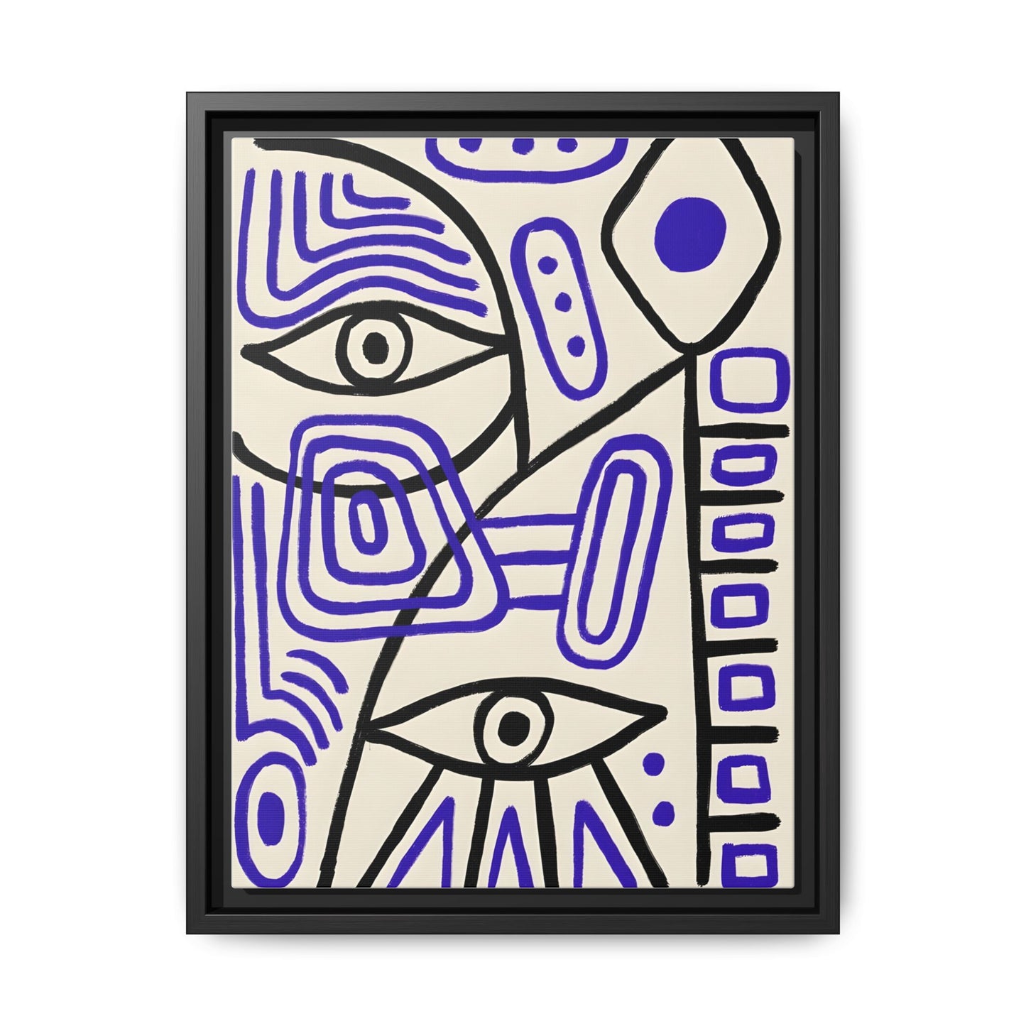 Abstract Line Art Canvas Print - Modern Black and Purple Framed Artwork