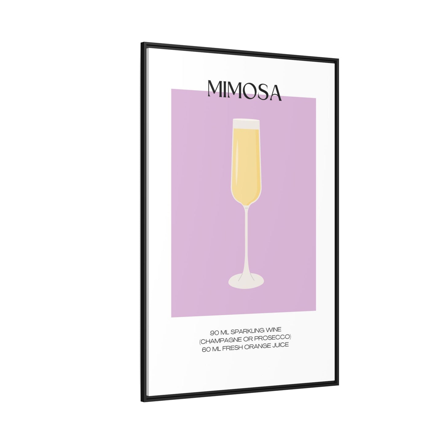 Mimosa Recipe Canvas Wall Art, Framed Home Decor, Kitchen Wall Art, Brunch Decoration, Gift for Foodies, Modern Art Print