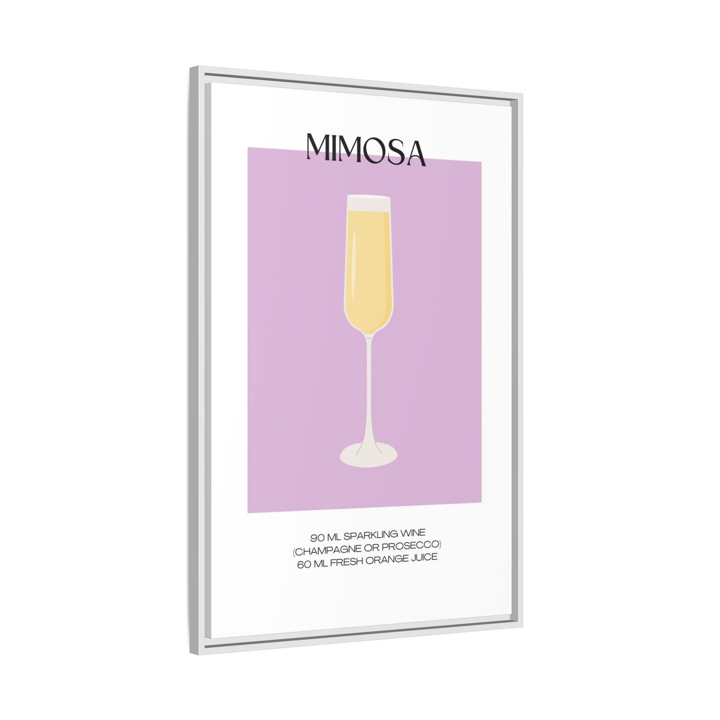 Mimosa Recipe Canvas Wall Art, Framed Home Decor, Kitchen Wall Art, Brunch Decoration, Gift for Foodies, Modern Art Print