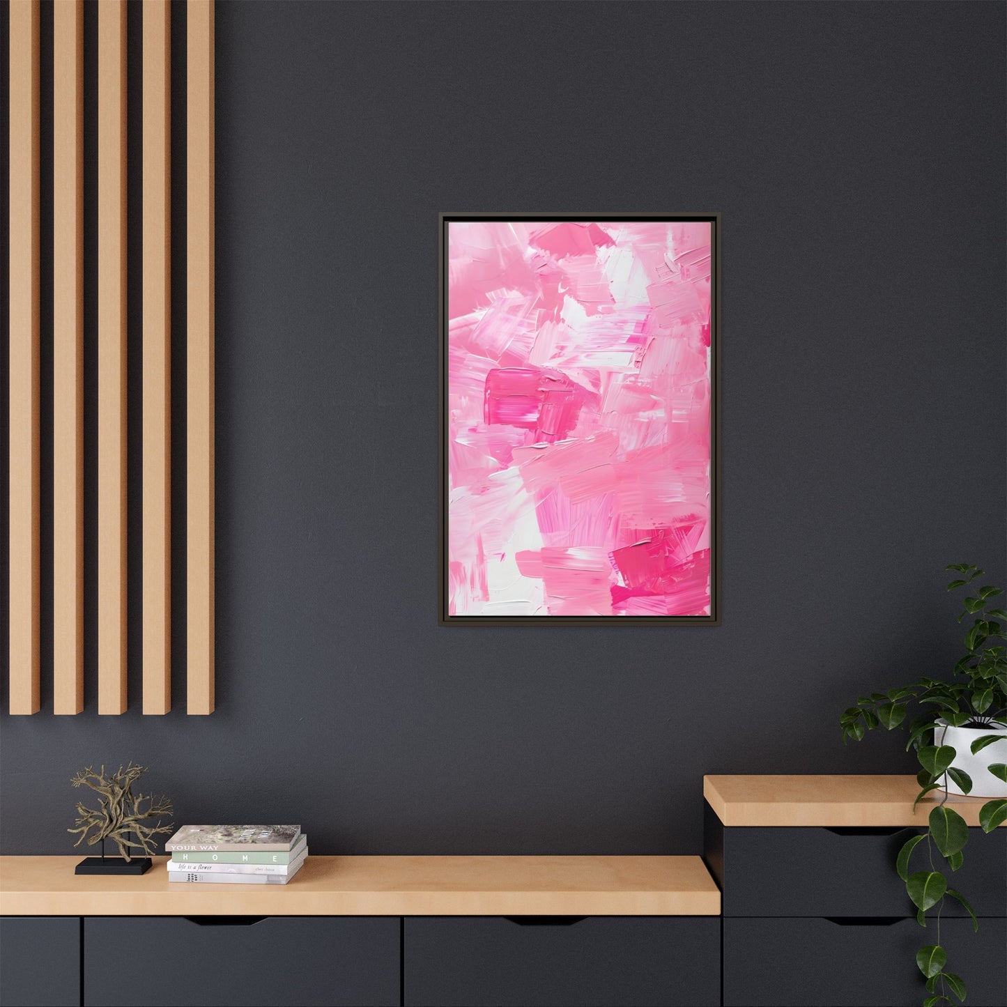 Framed Abstract Art Print, Modern Wall Decor for Home, Office, Pink Canvas, Chic Decor, Birthday Gift, Unique Artwork