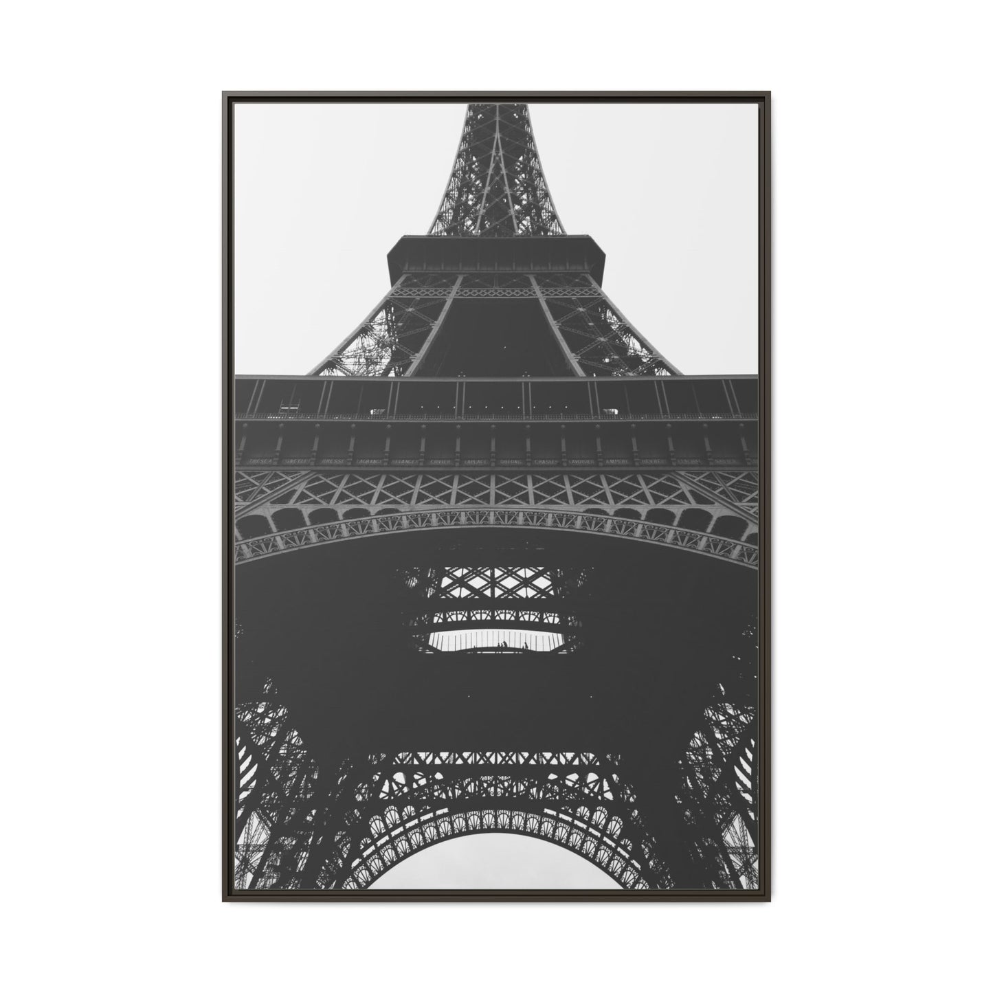 Eiffel Tower Matte Canvas Wall Art - Framed Black and White Decor