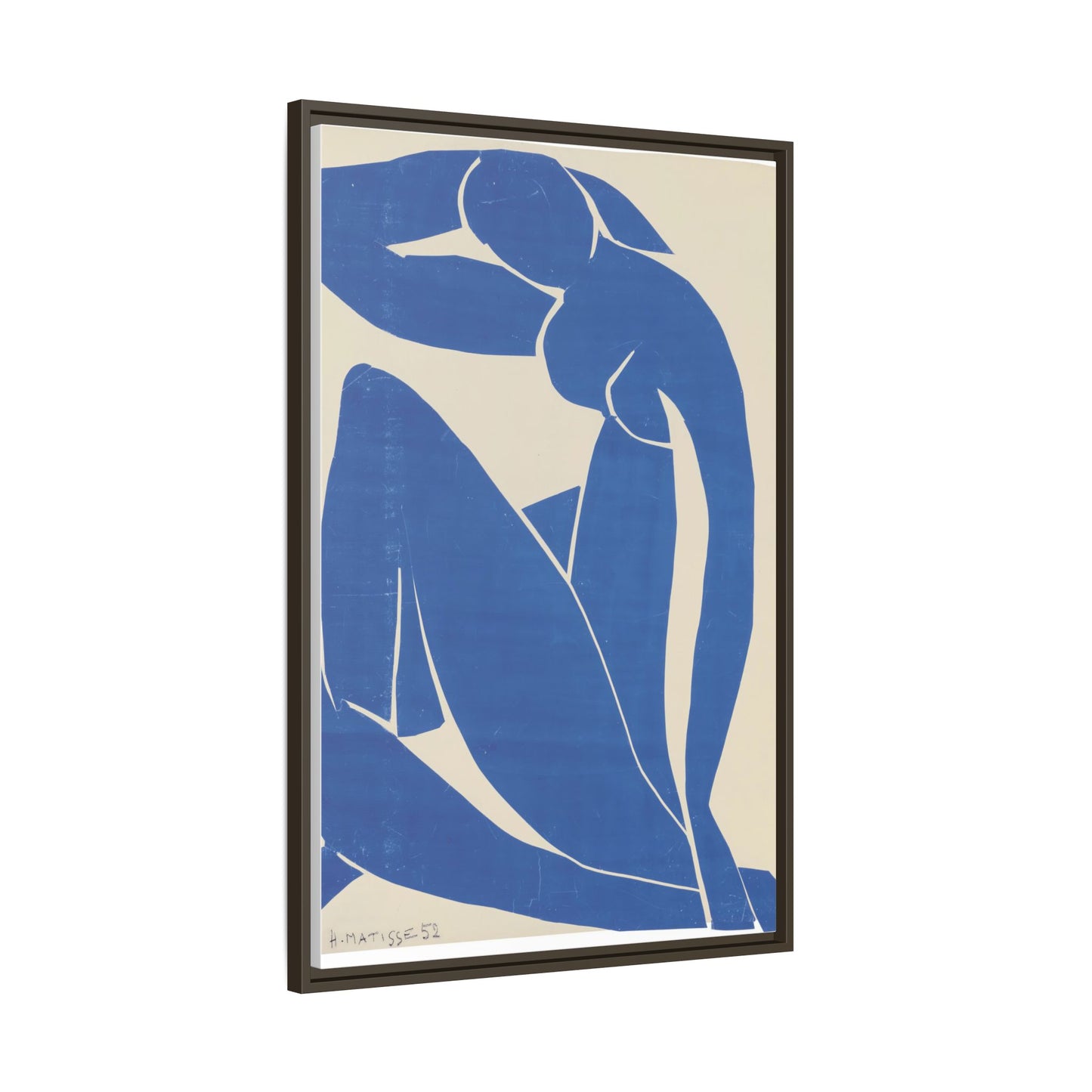 Contemporary Framed Canvas Art - Blue Abstract Figure, Modern Home Decor, Gift for Art Lovers, Stylish Wall Art, Feminine Vibe