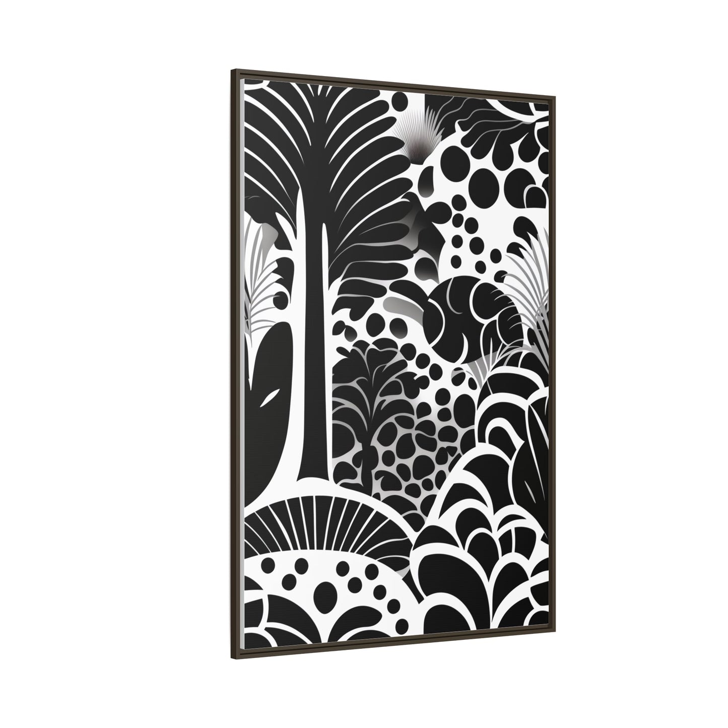 Black and White Framed Art Print, Modern Wall Décor, Minimalist Home Decoration, Botanical Canvas Artwork, Gift for Art Lovers