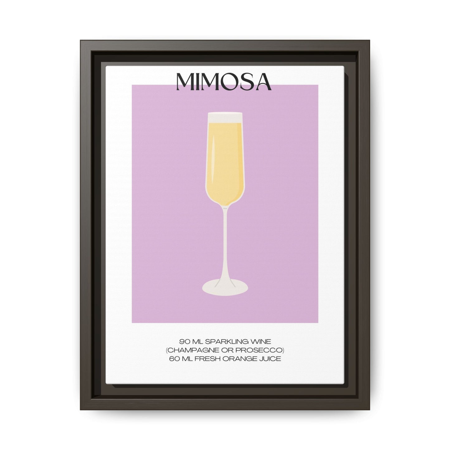 Mimosa Recipe Canvas Wall Art, Framed Home Decor, Kitchen Wall Art, Brunch Decoration, Gift for Foodies, Modern Art Print