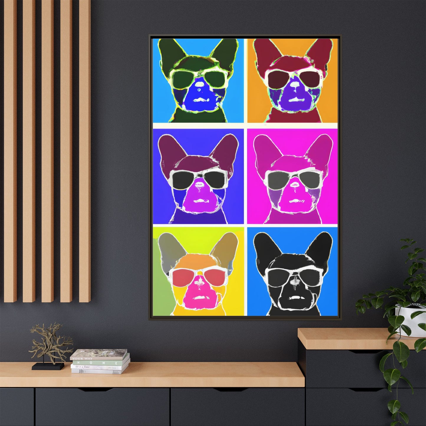 Colorful Dog Art Print - Framed Matte Canvas