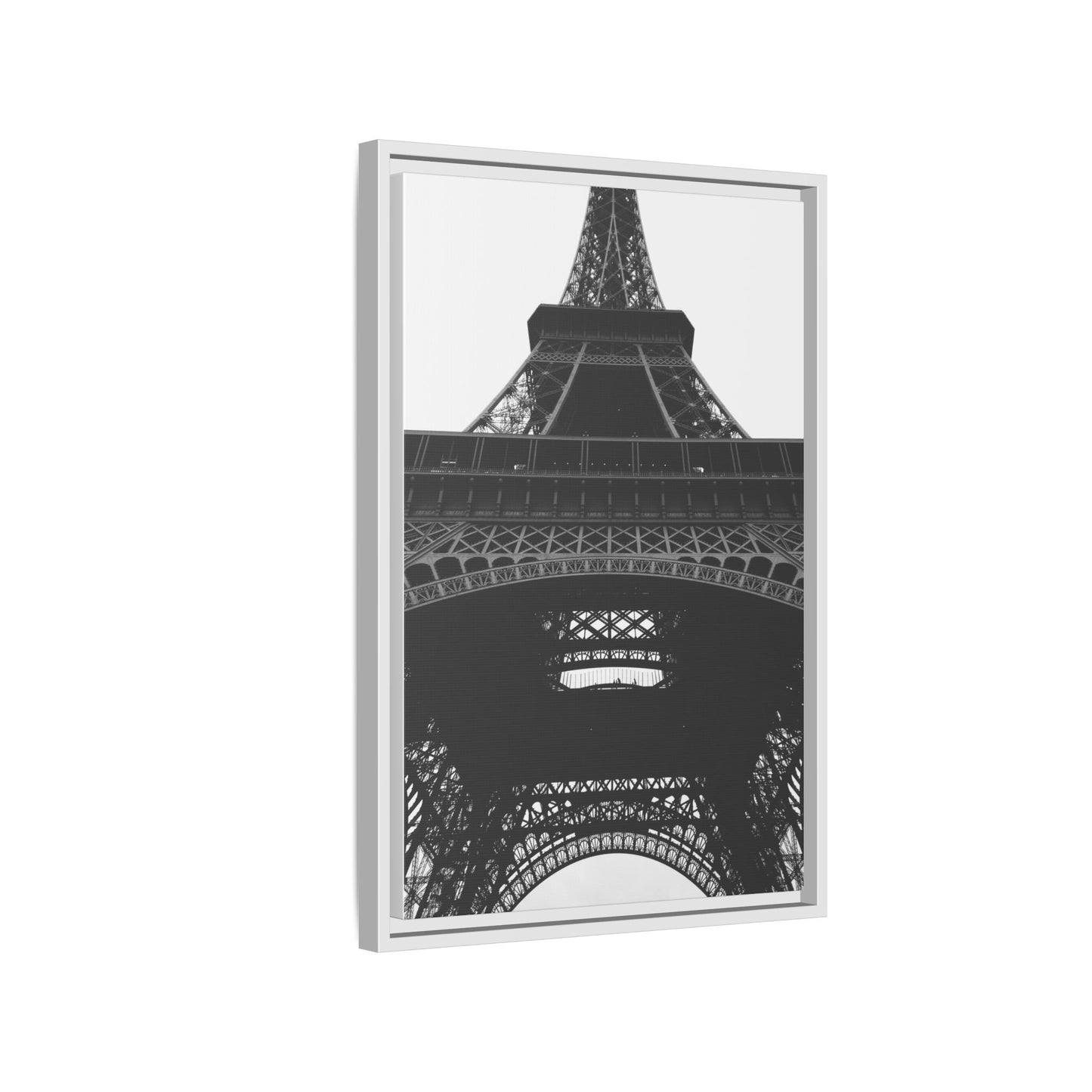 Eiffel Tower Matte Canvas Wall Art - Framed Black and White Decor