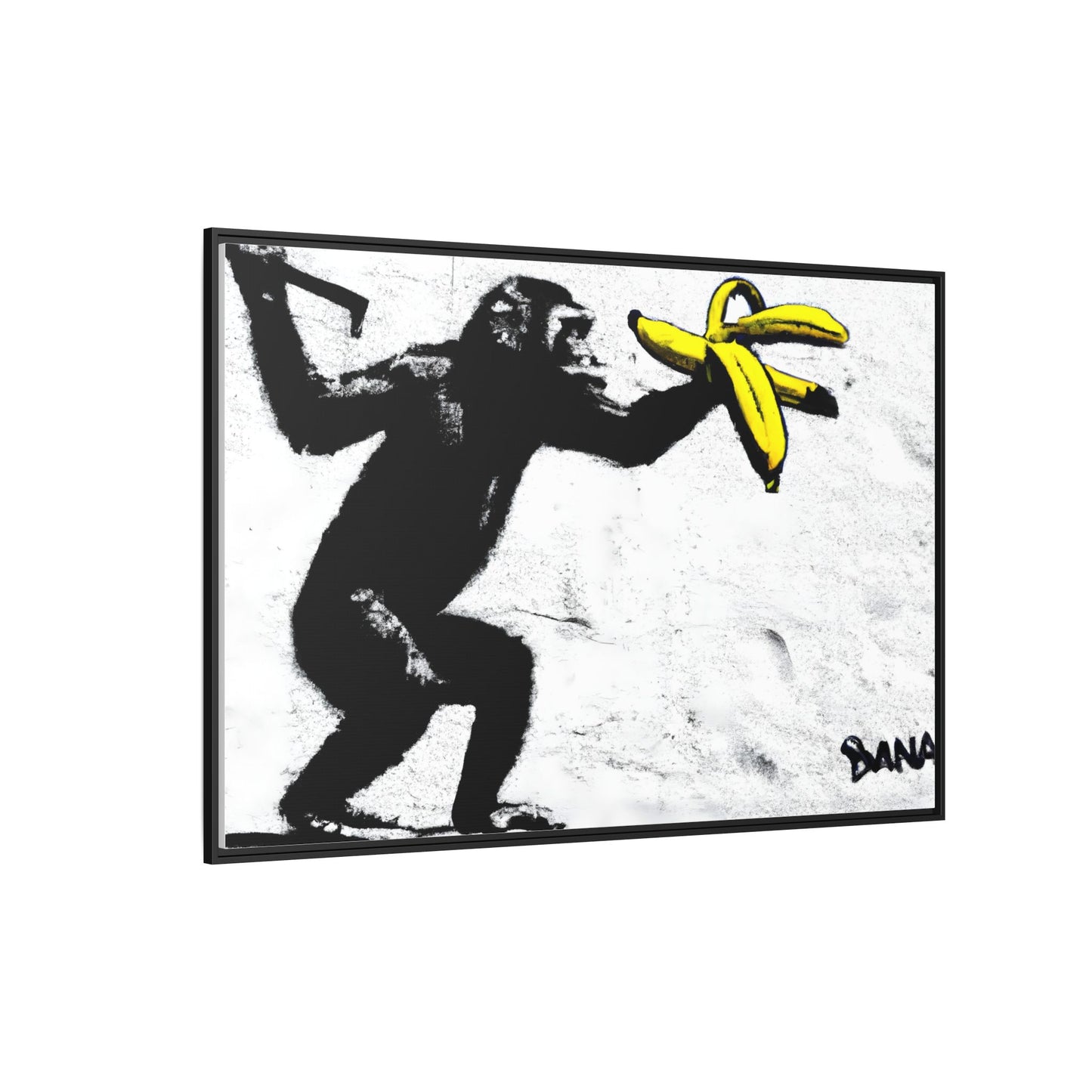 Framed Canvas Art - Playful Monkey with Bananas | Whimsical Wall Decor for Home & Office