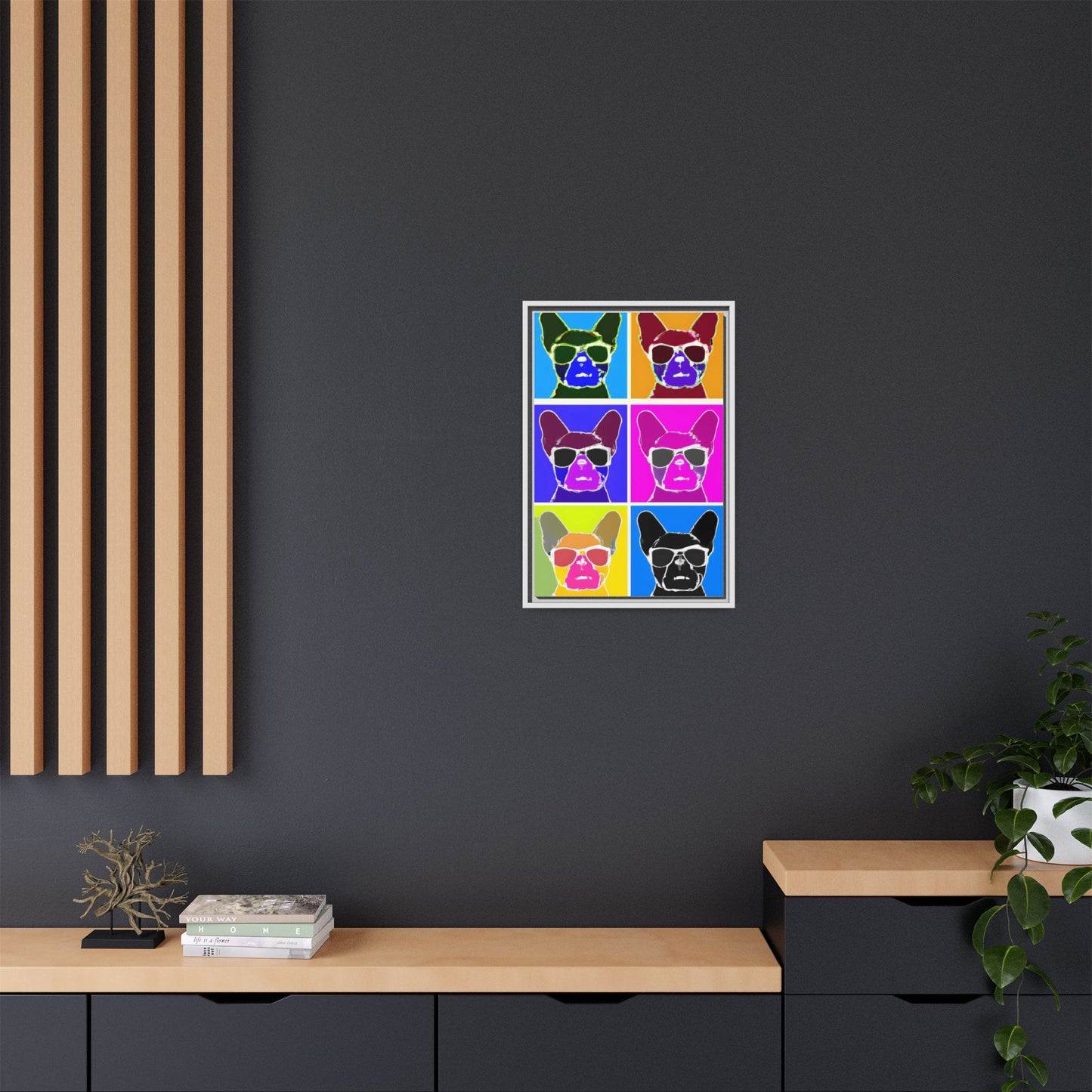 Colorful Dog Art Print - Framed Matte Canvas