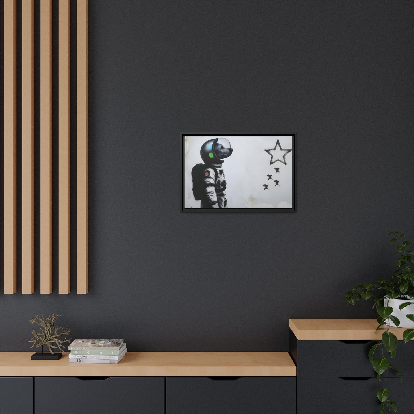 Astronaut Wall Art - Framed Matte Canvas Print for Dreamers and Space Enthusiasts