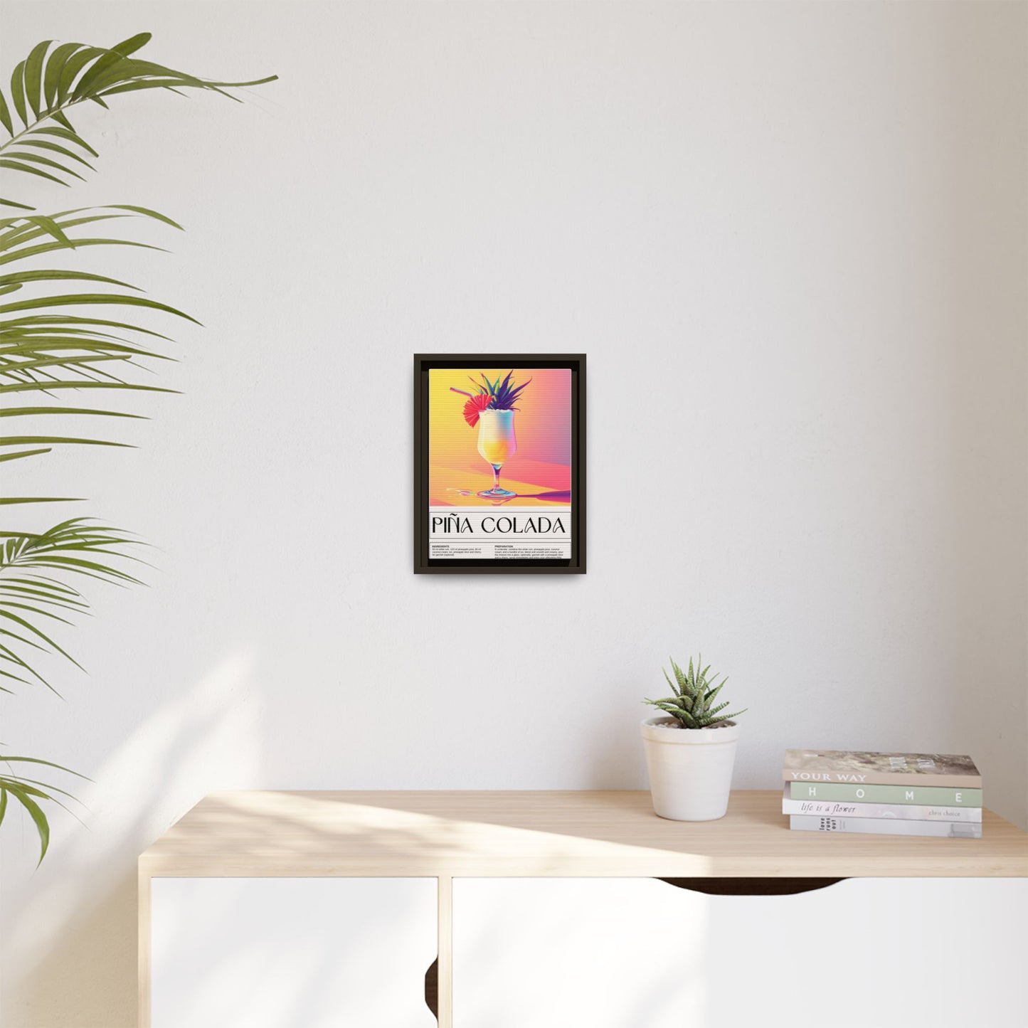 Piña Colada Art Print, Tropical Wall Decor, Summer Vibes Framed Canvas, Cocktail Lover Gift, Home Bar Decoration
