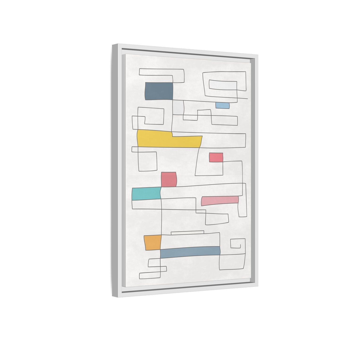 Abstract Line Art Framed Canvas - Modern Multi-Color Wall Decor