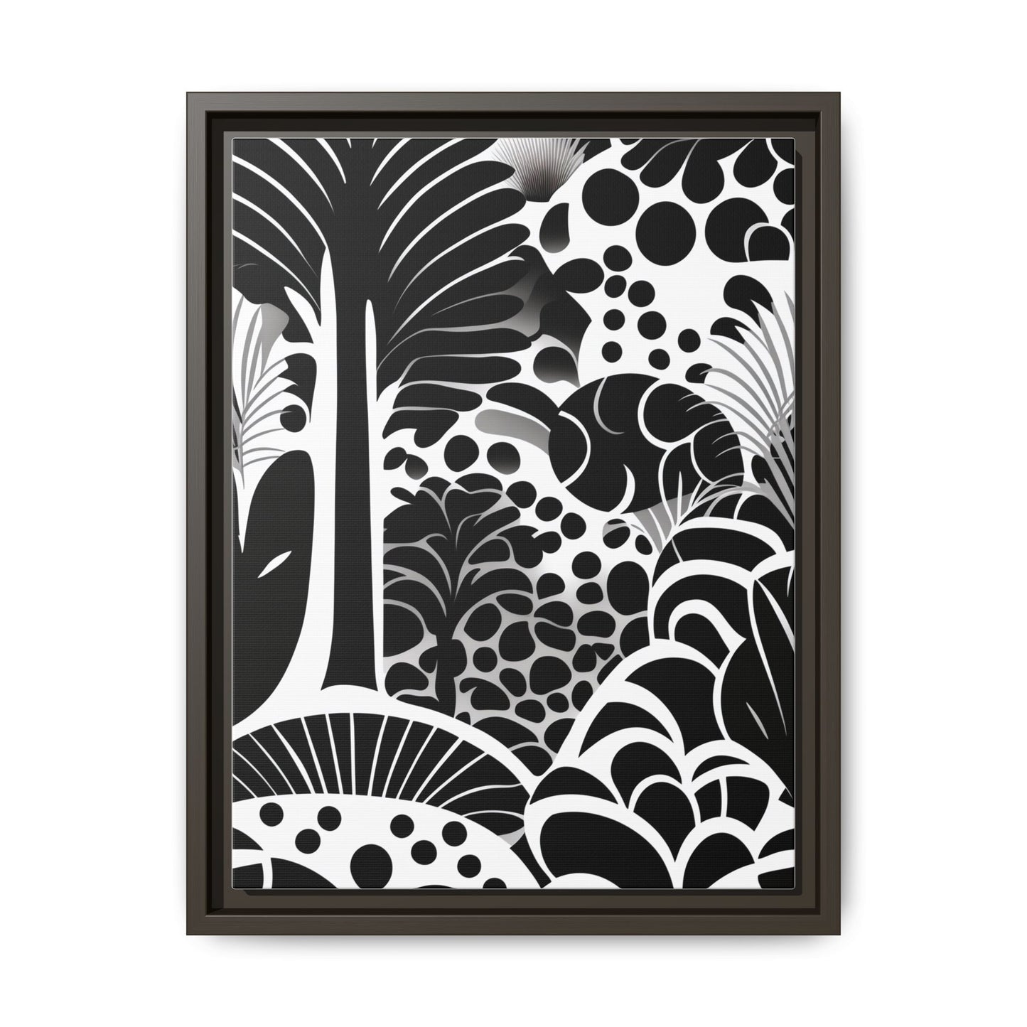 Black and White Framed Art Print, Modern Wall Décor, Minimalist Home Decoration, Botanical Canvas Artwork, Gift for Art Lovers