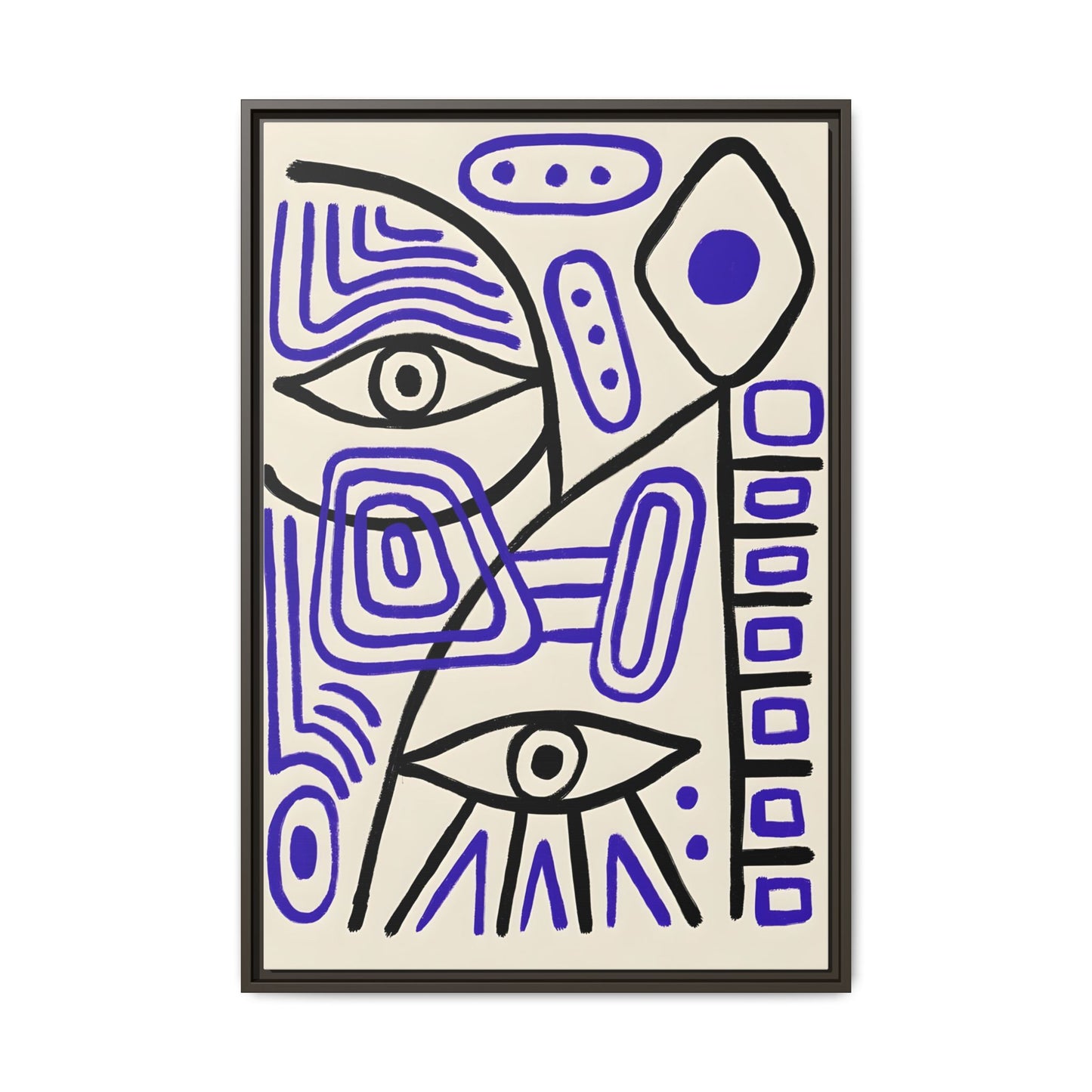 Abstract Line Art Canvas Print - Modern Black and Purple Framed Artwork