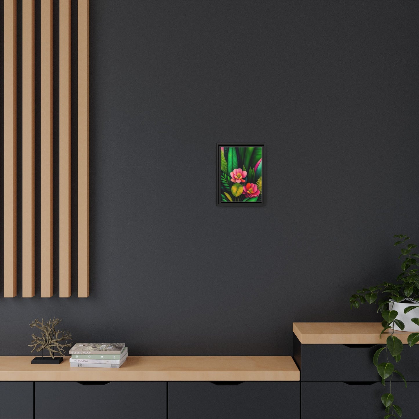 Vibrant Floral Wall Art, Framed Canvas Print, Tropical Decor, Bright Home Aesthetic, Gift for Nature Lovers, Botanical Artwork