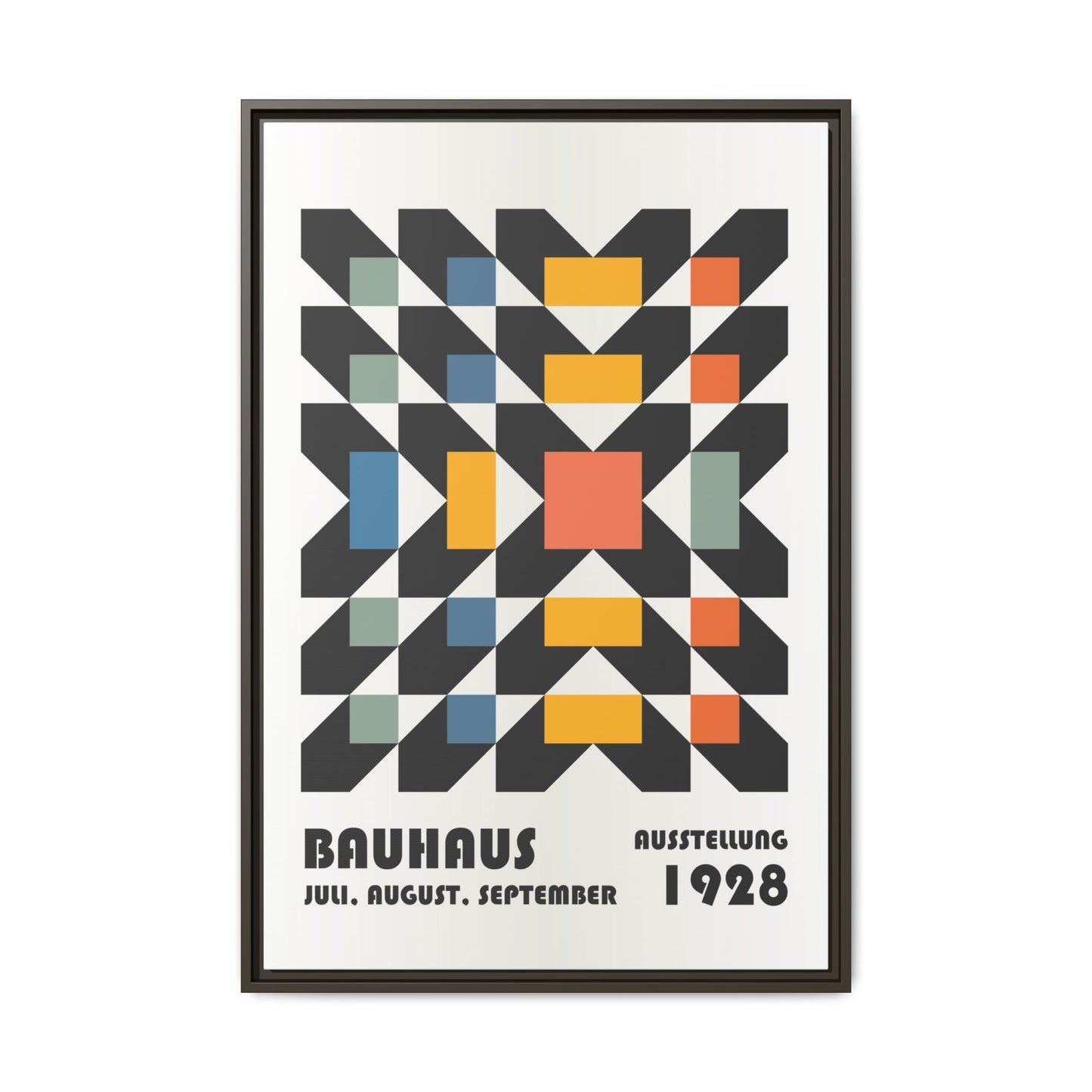 Bauhaus-Inspired Framed Canvas Art - Retro Multi-Color Wall Decor